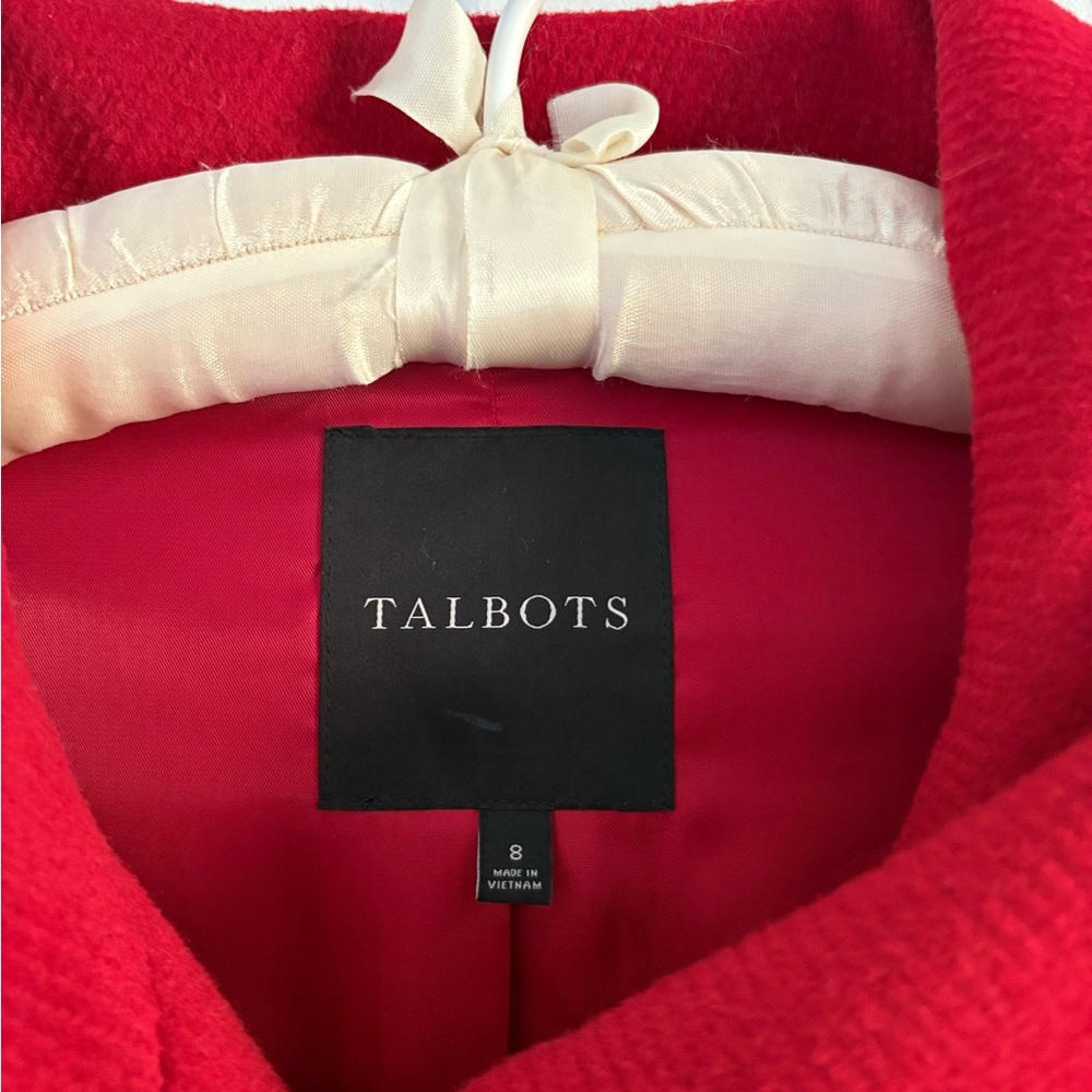 Talbots Red Wool Blend Button Front Coat - Picture 2 of 7